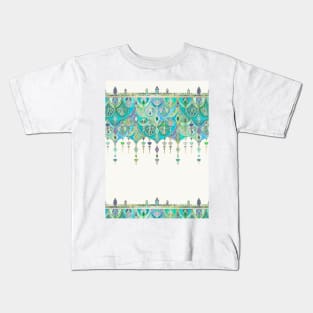 Art Deco Double Drop in Jade and Aquamarine on Cream Kids T-Shirt